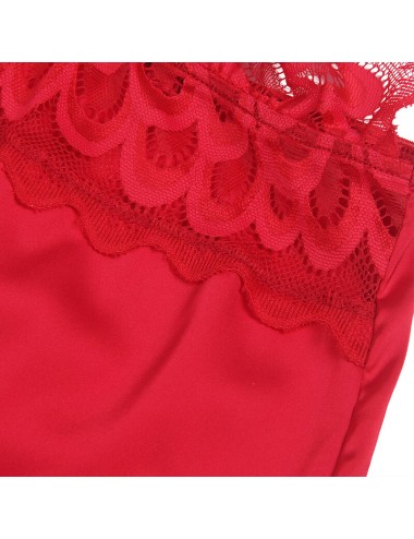 SUBBLIME - SATIN BABYDOLL WITH LACE RED L/XL