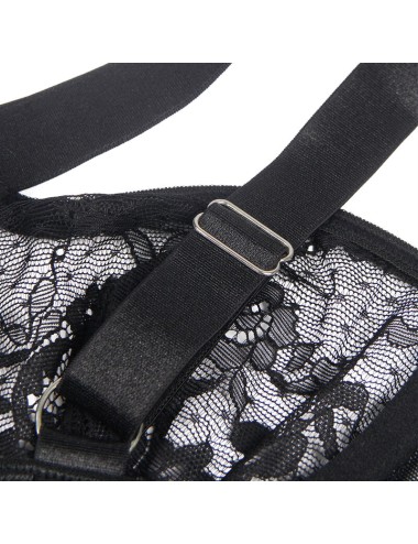 SUBBLIME - TEDDY WITH GARTER WITH LACE DETAIL AND STRIPS BLACK S/M