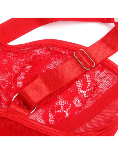 SUBBLIME - TEDDY WITH GARTER WITH LACE DETAIL AND STRIPS RED L/XL