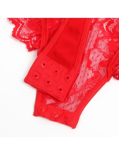 SUBBLIME - TEDDY WITH GARTER WITH LACE DETAIL AND STRIPS RED L/XL