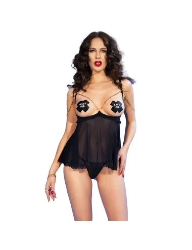 CHILIROSE - CR 4715 BABYDOLL SET FOUR PIECES BLACK S