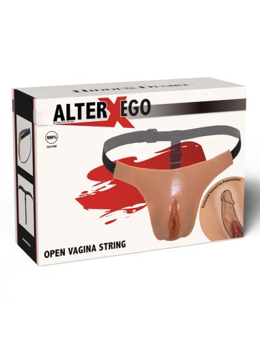 HIDDEN DESIRE - ALTER EGO ADJUSTABLE OPEN VAGINA STRING FLESH