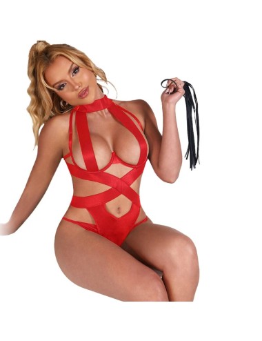 SUBBLIME - BODY LICOL SEXY AVEC HARNAIS ROUGE L/XL