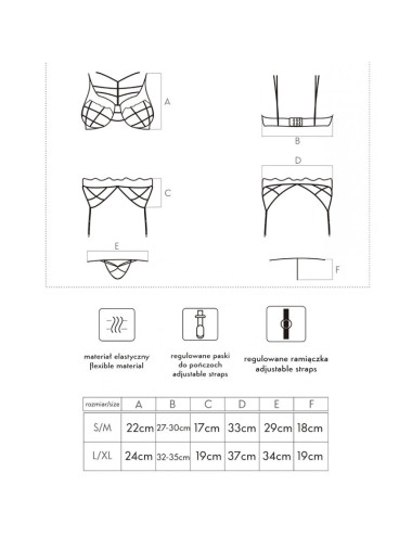 LIVCO CORSETTI FASHION - SOLEDAD LC 20217 SOUTIEN-GORGE + CULOTTE + JARRETIÈRE S/M