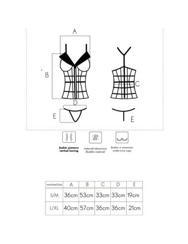 LIVCO CORSETTI FASHION - LAURA LC 20215 CORSET + STRING L/XL