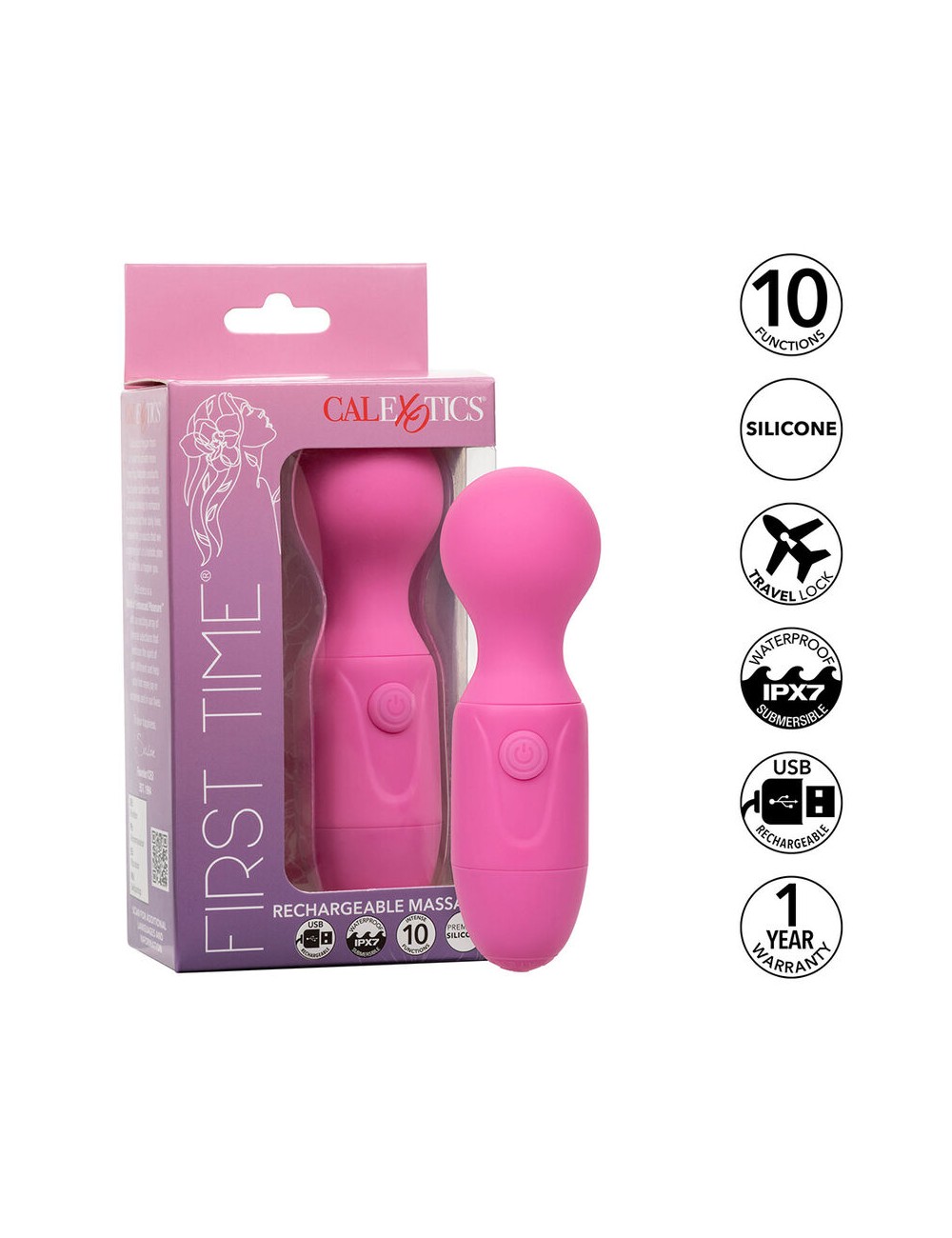 CALEXOTICS - FIRST TIME MASSEUR RECHARGEABLE 10 VIBRATIONS ROSE CALEXOTICS - FIRST TIME MASSEUR RECHARGEABLE 10 VIBRATIONS ROSE