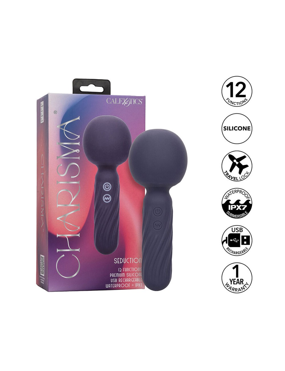 CALEXOTICS - CHARISMA SEDUCTION MASSAGER 12 FUNCTIONS 17.75 CM X 6.25 CM PURPLE