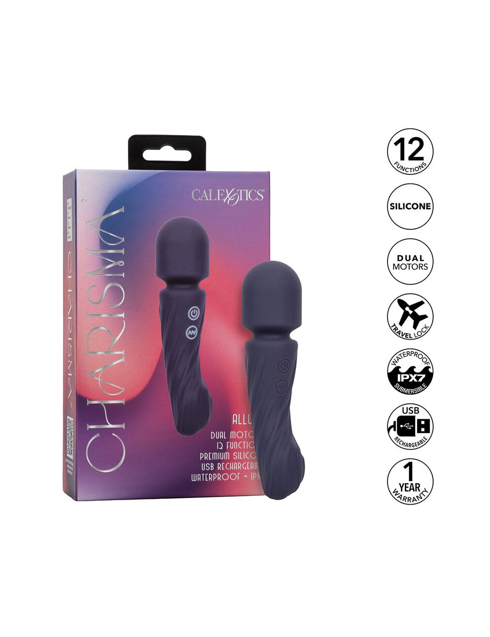 CALEXOTICS - CHARISMA ALLURE MASSAGER DUAL MOTORS 12 FUNCTIONS 17.25 CM X 4.5 CM PURPLE
