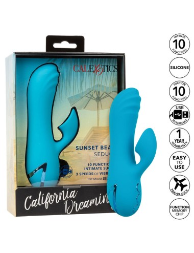 CALEXOTICS - SUNSET BEACH SEDUCER VIBRATOR & STIMULATOR 10 FUNCTIONS BLUE