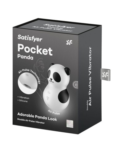 SATISFYER - POCKET PANDA STIMULATOR & VIBRATOR BLACK AND WHITE