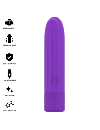 INTENSE - SYMONE USB RECHARGEABLE VIBRATING BULLET 8 VIBRATIONS PURPLE 10 X 2.2 CM