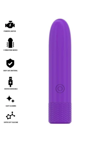 INTENSE - SYMONE USB RECHARGEABLE VIBRATING BULLET 8 VIBRATIONS PURPLE 10 X 2.2 CM