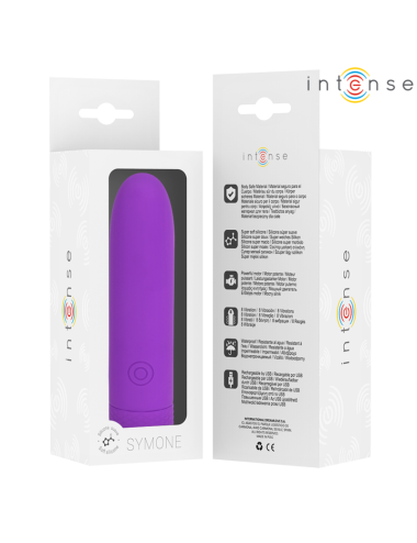 INTENSE - SYMONE USB RECHARGEABLE VIBRATING BULLET 8 VIBRATIONS PURPLE 10 X 2.2 CM