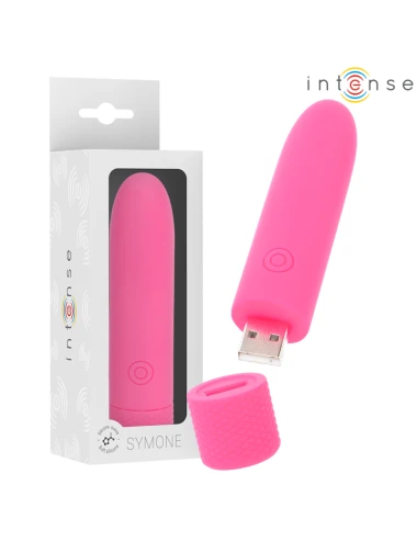 INTENSE - SYMONE USB RECHARGEABLE VIBRATING BULLET 8 VIBRATIONS PINK 10 X 2.2 CM