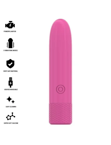 INTENSE - SYMONE USB RECHARGEABLE VIBRATING BULLET 8 VIBRATIONS PINK 10 X 2.2 CM