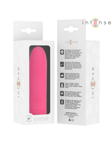 INTENSE - SYMONE USB RECHARGEABLE VIBRATING BULLET 8 VIBRATIONS PINK 10 X 2.2 CM