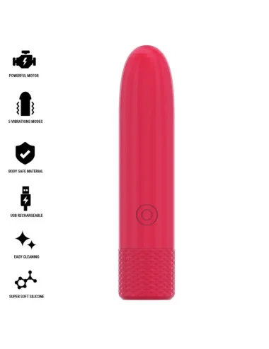 INTENSE - SYMONE USB RECHARGEABLE VIBRATING BULLET 8 VIBRATIONS RED 10 X 2.2 CM
