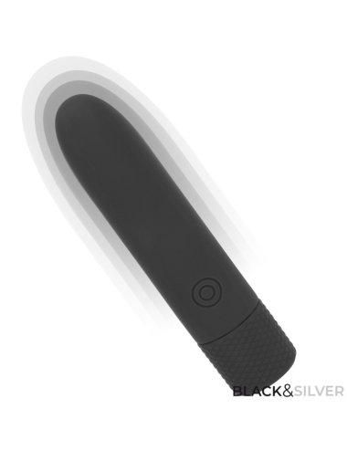 BLACK & SILVER - GERI USB RECHARGEABLE VIBRATING BULLET 8 VIBRATIONS BLACK 10 X 2.2 CM