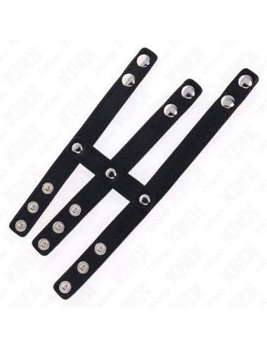 KINK - TRIPLE LEATHER PENIS RING WITH PRESSURE CLOSURE