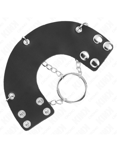 KINK - PENIS RING 4 CM CHAIN 7 CM METAL WITH LEATHER BELT