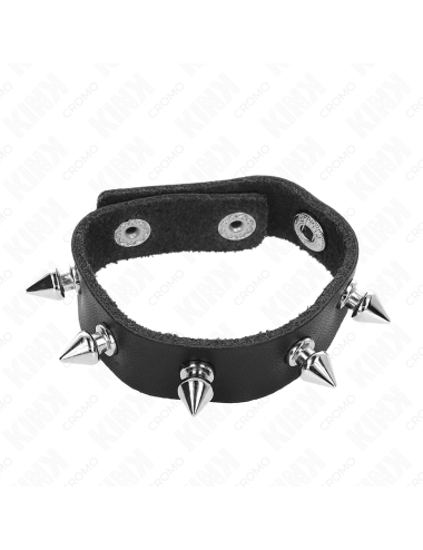 KINK - LEATHER PENIS RING WITH PRESSURE CLOSURE RED LINING 21 X 1.5 CM