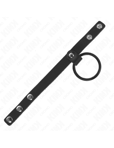 KINK - SILICONE PENIS RING 3.8 CM AND LEATHER BALL DIVIDER 22 X 1.5 CM