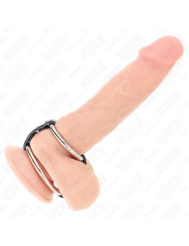 KINK - DOUBLE PENIS RING 3.8 CM TO 5 CM CONNECTED BY LEATHER