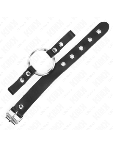 KINK - LEATHER PENIS RING WITH BUCKLE CLOSURE 22 X 2 CM WITH METAL RING 4 CM