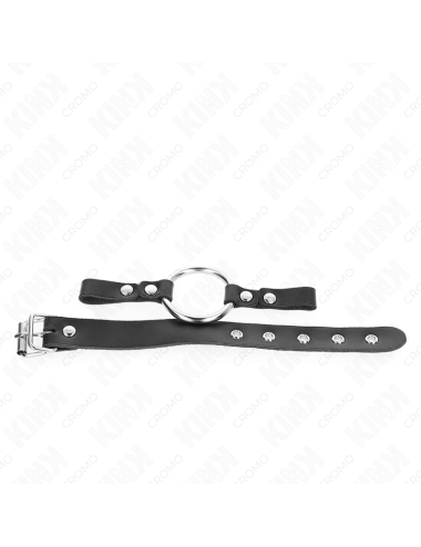 KINK - LEATHER PENIS RING WITH BUCKLE CLOSURE 22 X 2 CM WITH METAL RING 4 CM