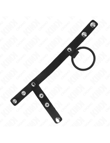 KINK - SILICONE PENIS RING 3.8 CM WITH BALL DIVIDER AND LEATHER STRAP 22 X 1.5 CM