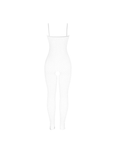SUBBLIME - 951740 BODYSTOCKING WHITE FISHNET CROTCHLESS WITH BOWS ONE SIZE