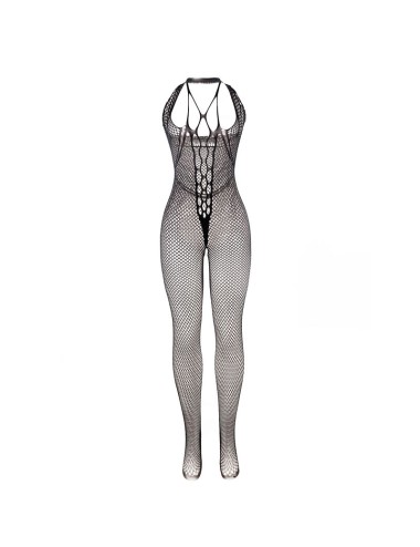 SUBBLIME - 951788 LONG FISHNET BODYSTOCKING WITH STRAPS ON CHEST AND BACK BLACK ONE SIZE