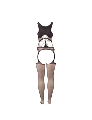 SUBBLIME - 951900 FISHNET CROTCHLESS BODYSTOCKING WITH CUP AND OPEN SHOULDERS BLACK ONE SIZE