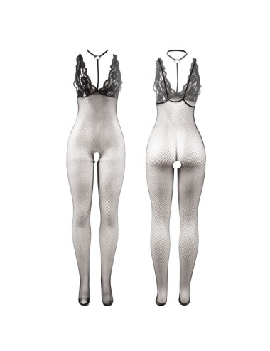 SUBBLIME - 951993 BLACK TRANSPARENT FISHNET CROTCHLESS BODYSTOCKING ONE SIZE