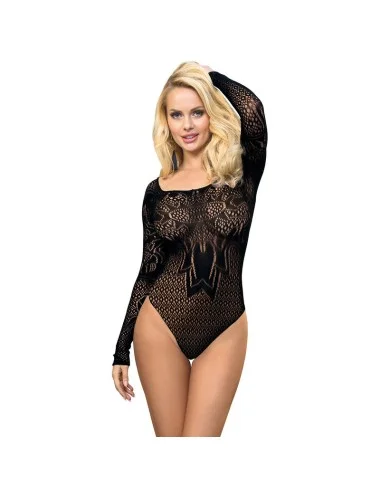 SUBBLIME - 952051 FISHNET BODYSTOCKING WITH LONG SLEEVES AND BARE SHOULDERS BLACK ONE SIZE