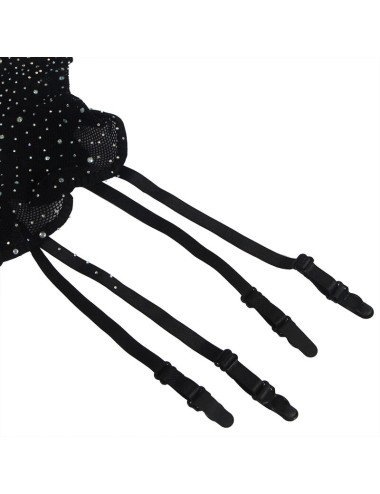 SUBBLIME - 952174 FISHNET BODYSTOCKING WITH GLOVES AND DIAMONDS BLACK ONE SIZE