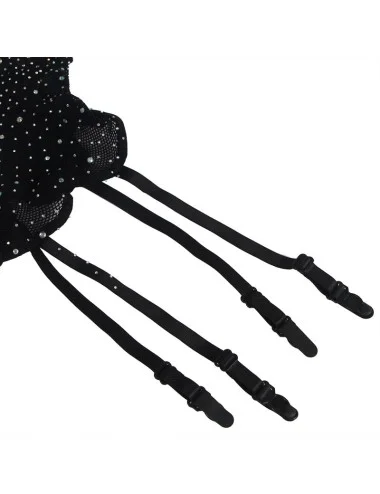 SUBBLIME - 952174 FISHNET BODYSTOCKING WITH GLOVES AND DIAMONDS BLACK ONE SIZE