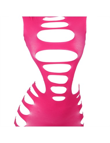 SUBBLIME - 952273 LONG SLEEVE ELASTIC FISHNET BODYSTOCKING PINK ONE SIZE