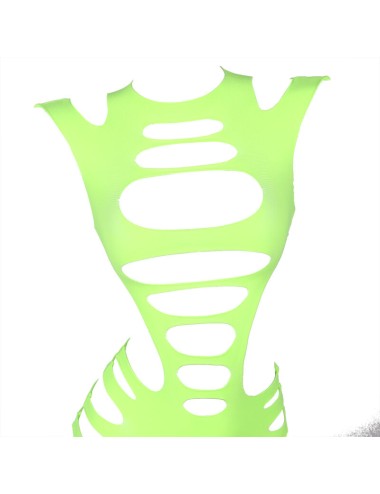 SUBBLIME - 952280 GREEN LONG SLEEVE ELASTIC FISHNET BODYSTOCKING ONE SIZE