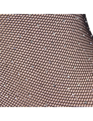 SUBBLIME - 952297 GLOSSY FISHNET BODYSTOCKING WITH OFF SHOULDERS LONG SLEEVE BLACK ONE SIZE