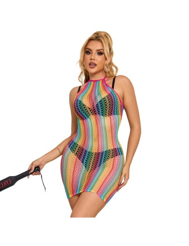 SUBBLIME - 952341 RAINBOW FISHNET BODYSTOCKING ONE SIZE