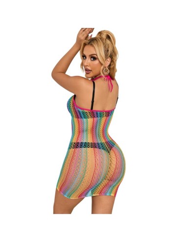 SUBBLIME - 952341 RAINBOW FISHNET BODYSTOCKING ONE SIZE