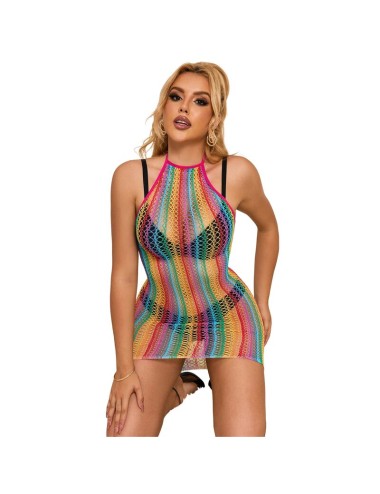 SUBBLIME - 952341 RAINBOW FISHNET BODYSTOCKING ONE SIZE