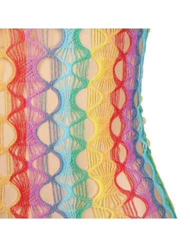 SUBBLIME - 952365 RAINBOW BARE SHOULDER FISHNET BODYSTOCKING ONE SIZE