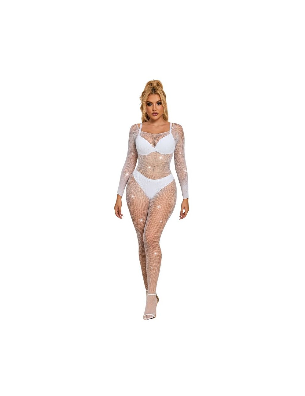 SUBBLIME - 952396 FISHNET BODYSTOCKING WITH DIAMONDS LONG SLEEVE WHITE ONE SIZE SUBBLIME - 952396 FISHNET BODYSTOCKING WITH DIAMONDS LONG SLEEVE WHITE ONE SIZE