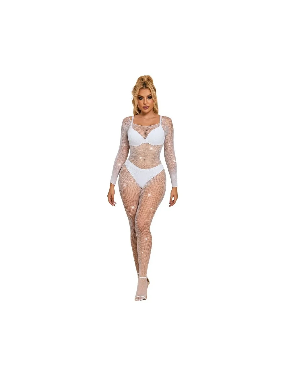 SUBBLIME - 952396 FISHNET BODYSTOCKING WITH DIAMONDS LONG SLEEVE WHITE ONE SIZE SUBBLIME - 952396 FISHNET BODYSTOCKING WITH DIAMONDS LONG SLEEVE WHITE ONE SIZE