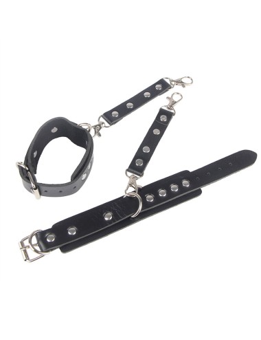 SUBBLIME - 953690 HANDCUFFS WITH BONDAGE BELT BLACK ONE SIZE