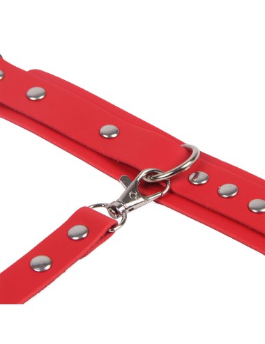 SUBBLIME - 953706 HANDCUFFS WITH BONDAGE BELT RED ONE SIZE