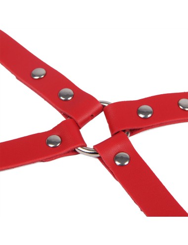 SUBBLIME - 953706 HANDCUFFS WITH BONDAGE BELT RED ONE SIZE