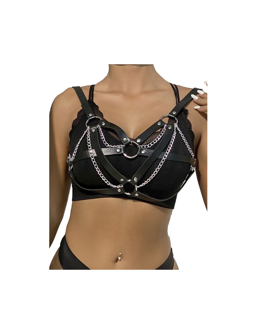SUBBLIME - 953713 PUNK BONDAGE BELT METAL BUCKLE BLACK ONE SIZE